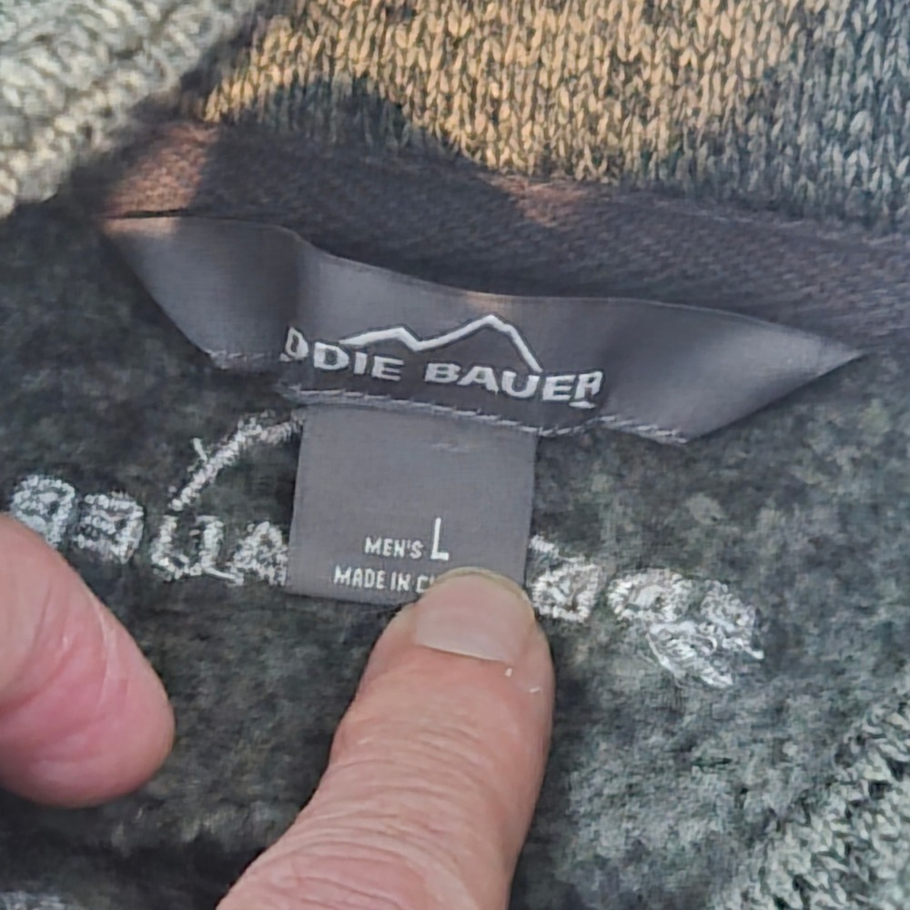 Eddie Bauer Mens Large Sweater Fleece Jacket Full Zip Snap Cabincore Outdoor - Picture 4 of 13